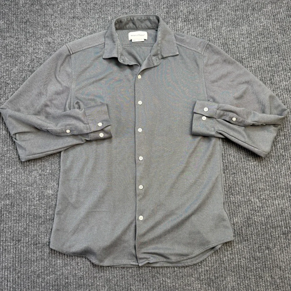 Ministry of Supply Apollo Shirt Mens Medium Slim Gray Performance Dress Commute - Picture 2 of 10